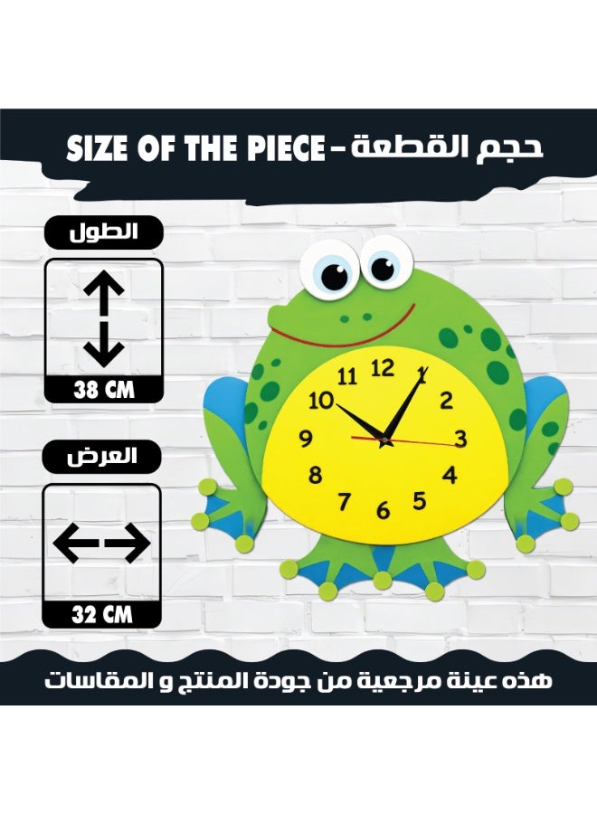 This wall clock with a moving pendulum in the shape of a frog combines a modern design with bright colors, a silent movement, and excellent quality, adding an attractive decorative touch to any space. - Image 3
